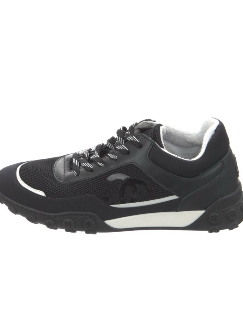 CHANEL Chic Black Sneakers w/subtle CC logo details. Includes Box and Dust Bag